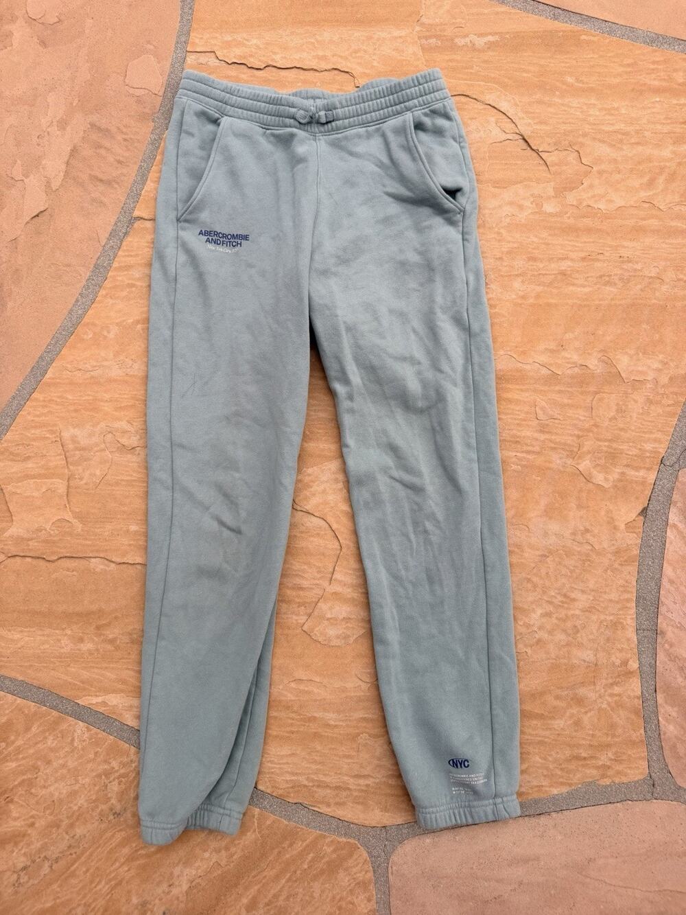 Abercrombie Kids Girls Essential Logo fleece sweatpants 13/14 Green